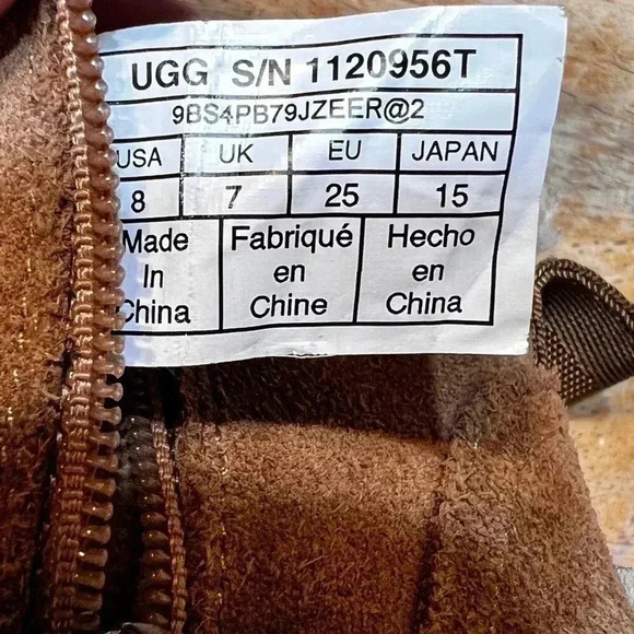 UGG Kids Suede Brown Toddler Size 8 Sheepskin Mallya Boots Great Used Condition - Picture 8 of 8